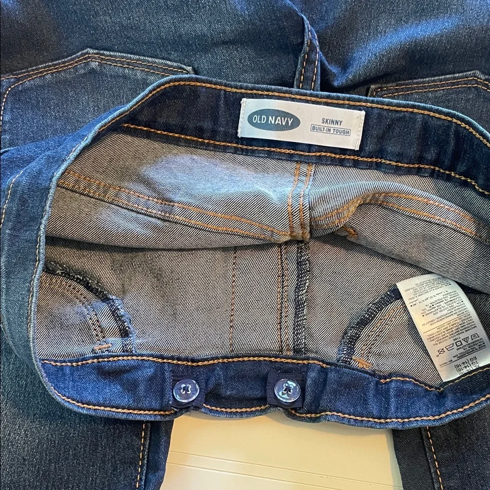 Old Navy Girls Dark Wash Blue Jeans Skinny Pull On Built-in Tough